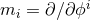 mi = ∂ ∕∂ϕi