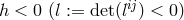 h < 0 (l := det(lij) < 0)