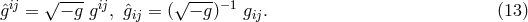 ˆgij = √ −-g gij, ˆg = (√ −-g)−1 g . (13 ) ij ij