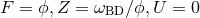 F = ϕ,Z = ωBD ∕ϕ,U = 0